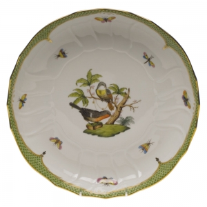 Herend Rothschild Bird Green Border Open Veg Bowl 10.5"D