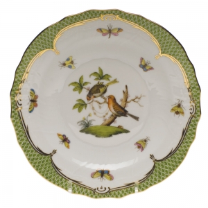 Herend Rothschild Bird Green Border Salad Plate - Motif 10 7.5"D