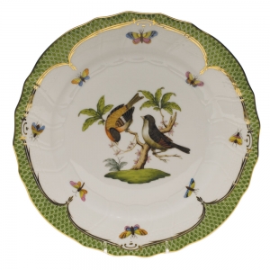 Herend Rothschild Bird Green Border Dinner Plate - Motif 12 10.5"D