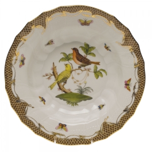 Herend Rothschild Bird Brown Border Rim Soup - Motif 06 9.5"D