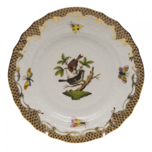 Herend Rothschild Bird Brown Border Bread & Butter Plate - Mo 04