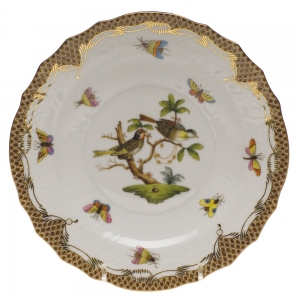 Herend Rothschild Bird Brown Border Salad Plate - Motif 11 7.5"D