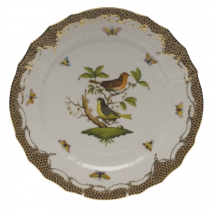 Herend Rothschild Bird Brown Border Service Plate - Motif 03 11"D