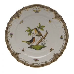 Herend Rothschild Bird Brown Border Service Plate - Motif 08 11"D