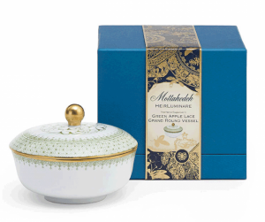 Mottahedeh Green Apple Lace Grand Round Candle Box