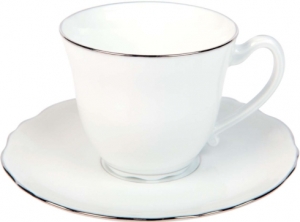 Deshoulieres Colbert White Platinum Filet Coffee Saucer