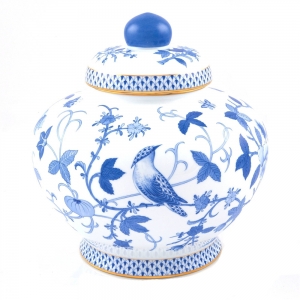 Herend Reserve Collection Blue Peony Ginger Jar