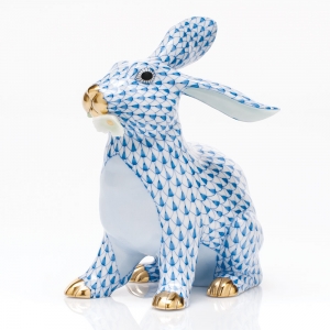 Herend Bunny with Daisy Bunny - Blue