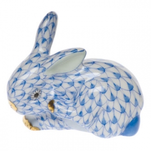 Herend Small Scratching Bunny Blue