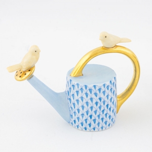 Herend Watering Can With Birds - Blue