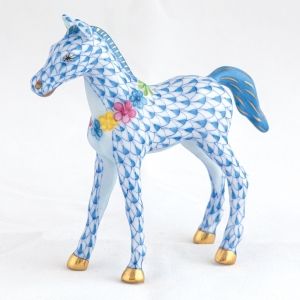 Herend Foal with Flowers - Blue