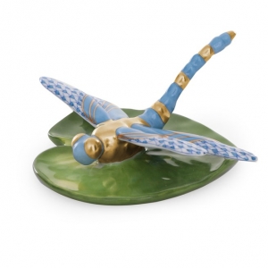 Herend Dragonfly on Lily Pad  - Blue