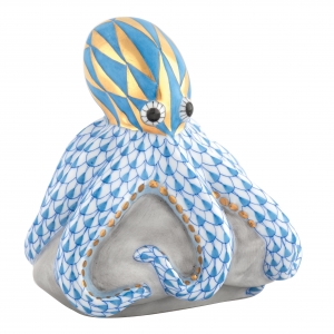 Herend Octopus On Rock - Blue