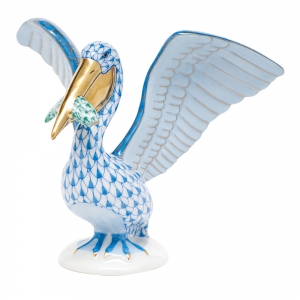 Herend Pelican with Fish - Blue & Green