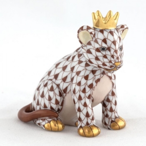 Herend Lion Cub With Crown - Chocolate