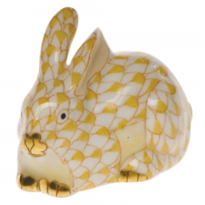 Herend Miniature Lying Rabbit Butterscotch