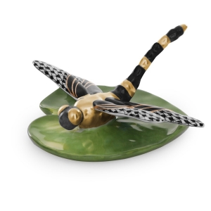 Herend Dragonfly on Lily Pad  - Black