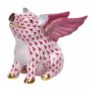 Herend When Pigs Fly - Raspberry