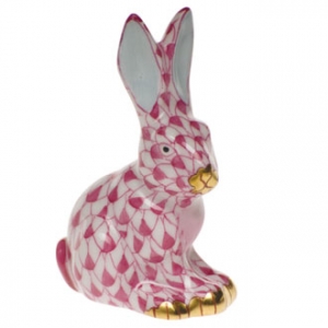 Herend Miniature Sitting Rabbit Raspberry