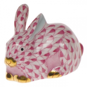 Herend Miniature Lying Rabbit Raspberry