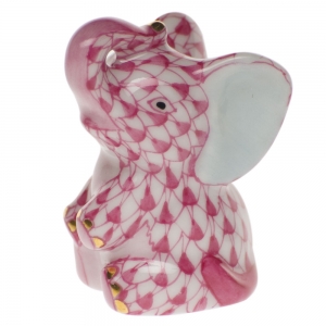 Herend Miniature Baby Elephant - Raspberry