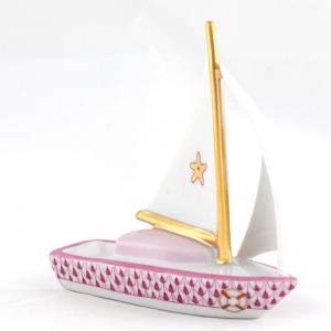 Herend Sailboat At Sea - Raspberry