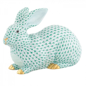 Herend Large Lying Bunny - Green