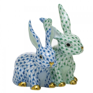 Herend Twisted Bunny - Green & Blue