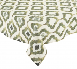 Kim Seybert Watercolor Ikat Tablecloth Olive - 54 x 100