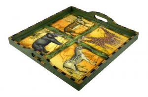 Annie Modica African Animals Ottoman Tray