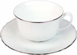 Deshoulieres Colbert White Platinum Filet Tea Cup - 5.5oz.