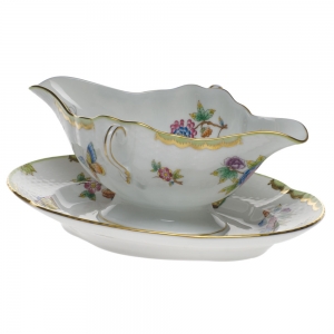 Herend Queen Victoria Gravy Boat w/Fixed Stand