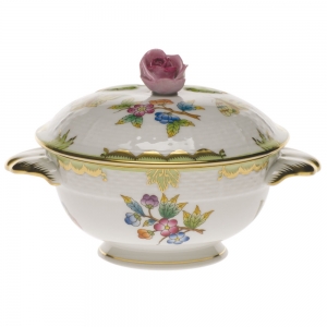 Herend Queen Victoria Cov Cup w/Rose Lid -8 Oz