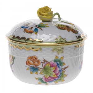 Herend Queen Victoria Cov Sugar W/Rose (10 Oz)