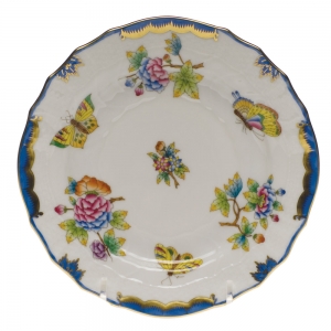 Herend Queen Victoria Blue Border Bread & Butter Plate - Blue 6"