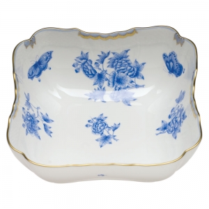 Herend Fortuna Blue Square Salad Bowl - 10"