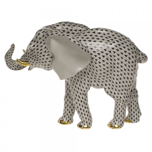 Herend Large Elephant - Black