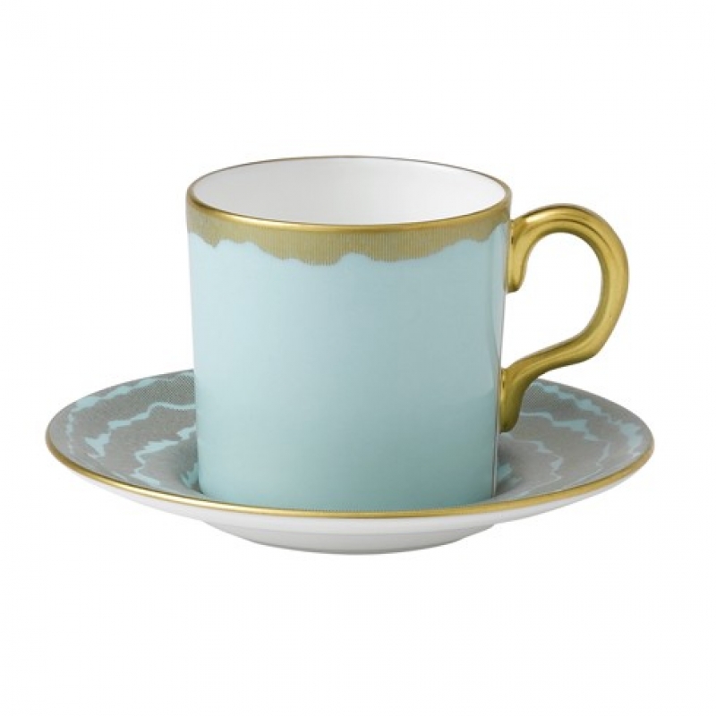 Royal Crown Derby Gold And Pale Blue Cup And Saucer 62