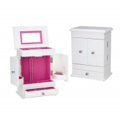 Bella Jewelry Chest W/ Drawer, White Finish
