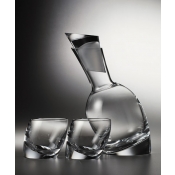 Tilt Decanter Set w/ 2 Double Old Fashion Glasses