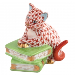 Herend Cat on Books