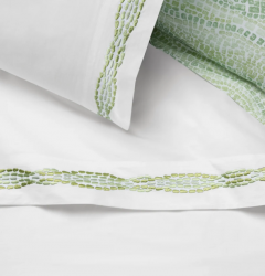 Sferra X Scalamandre Cobblestones White / Green