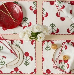 Matouk Gisele Scarlet Table Linens