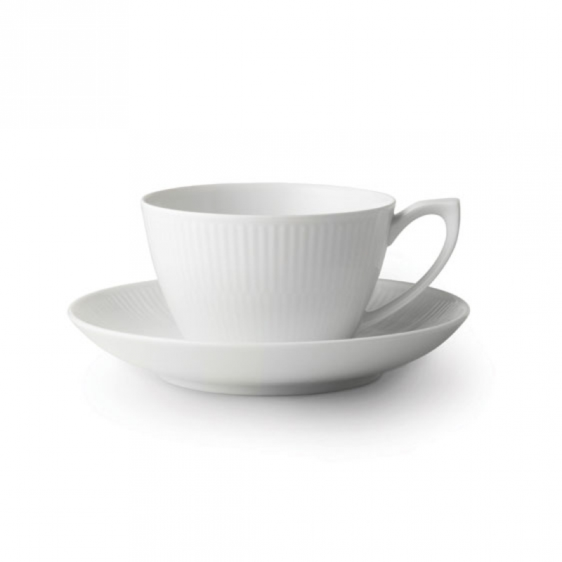 Royal Copenhagen White Fluted Plain Tea Cup & Saucer