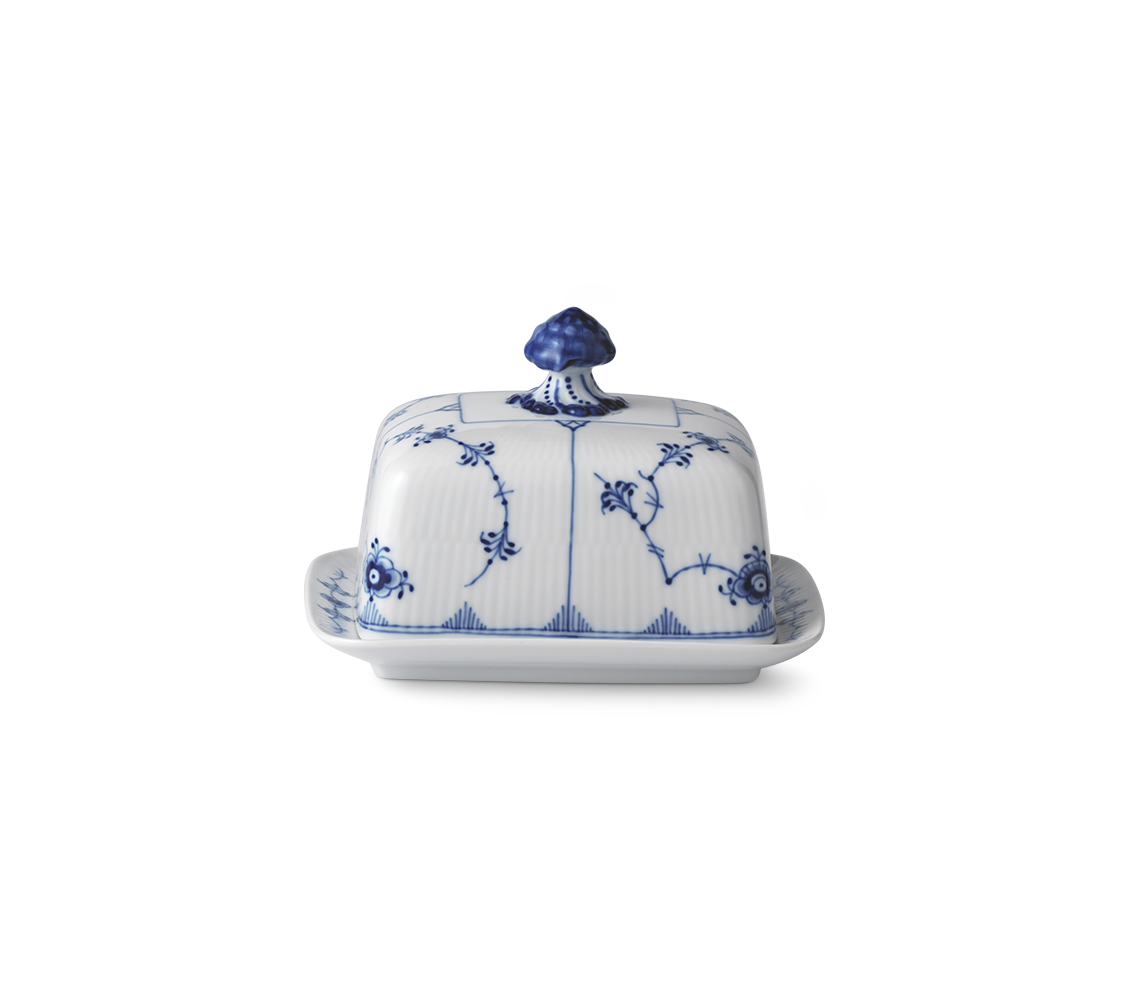 Blue Fluted Plain Butter Dish - Thumbnail 5