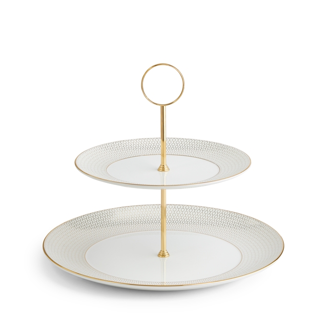 Wedgwood Gio Gold Cake Stand TwoTier_Wedgwood Gio Gold China_wedgwood