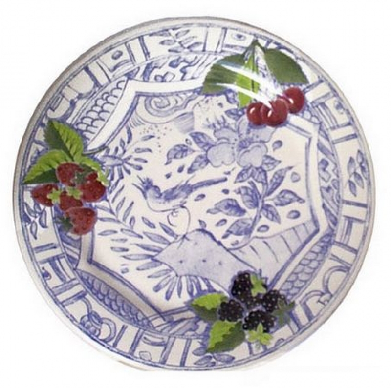 Gien Oiseau Bleu Fruits Dinner Plate