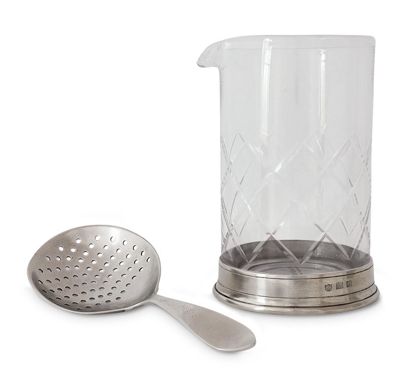 Match Pewter Mixing Glass & Cocktail Strainer Set