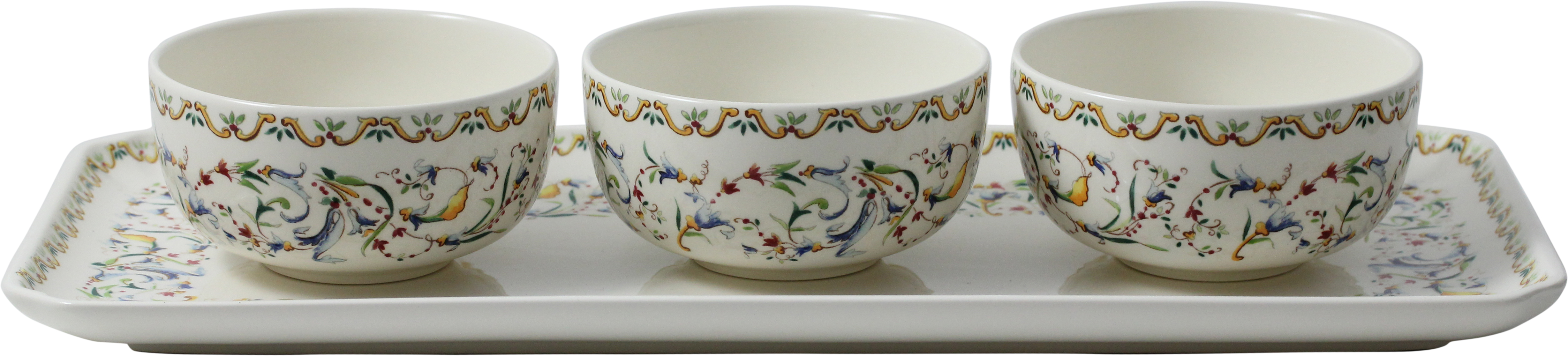 Gien ToscanaHostess Set Oblong Tray & 3 Dipping Bowls