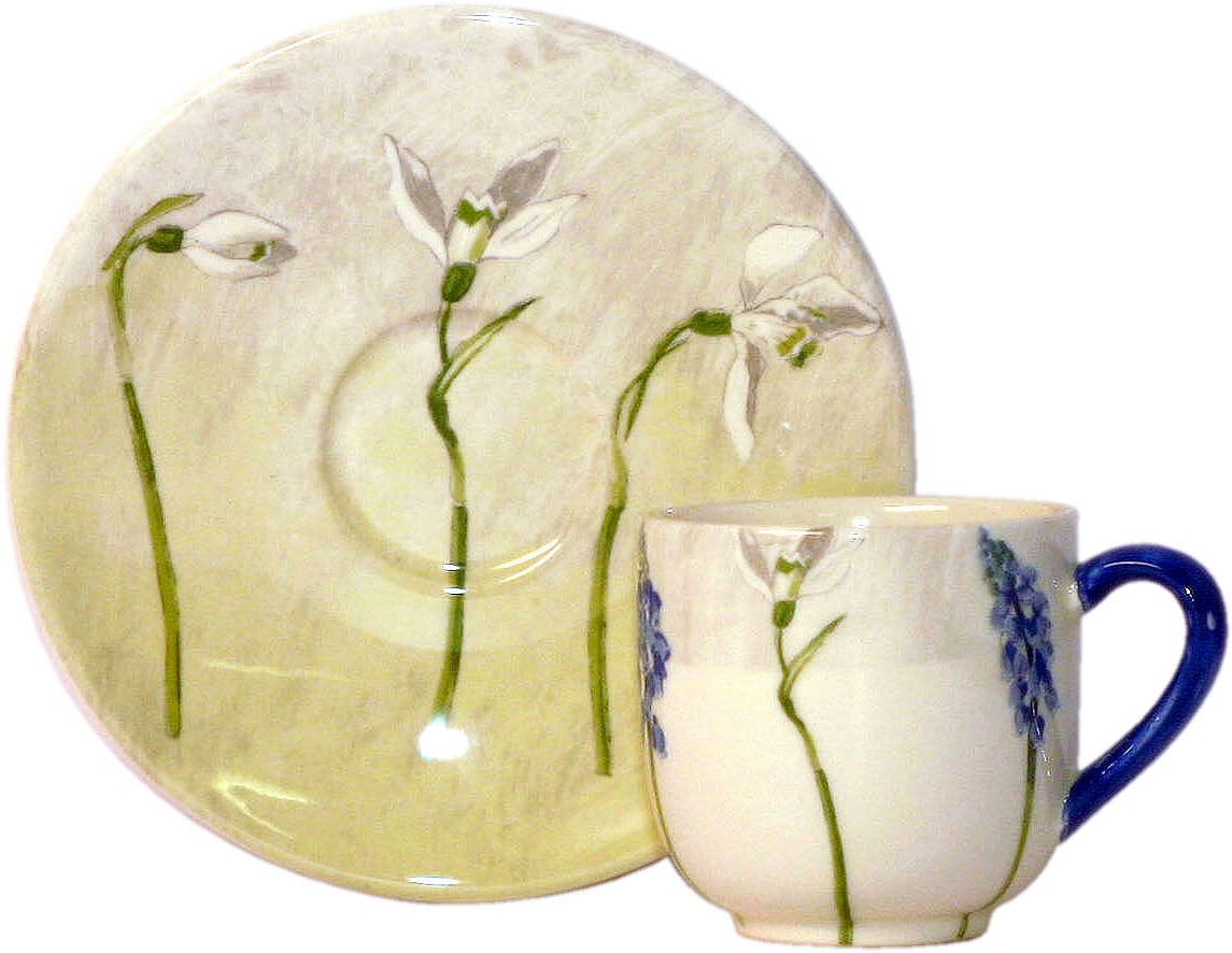 Gien Alice Espreso Cups & Saucers Set 2